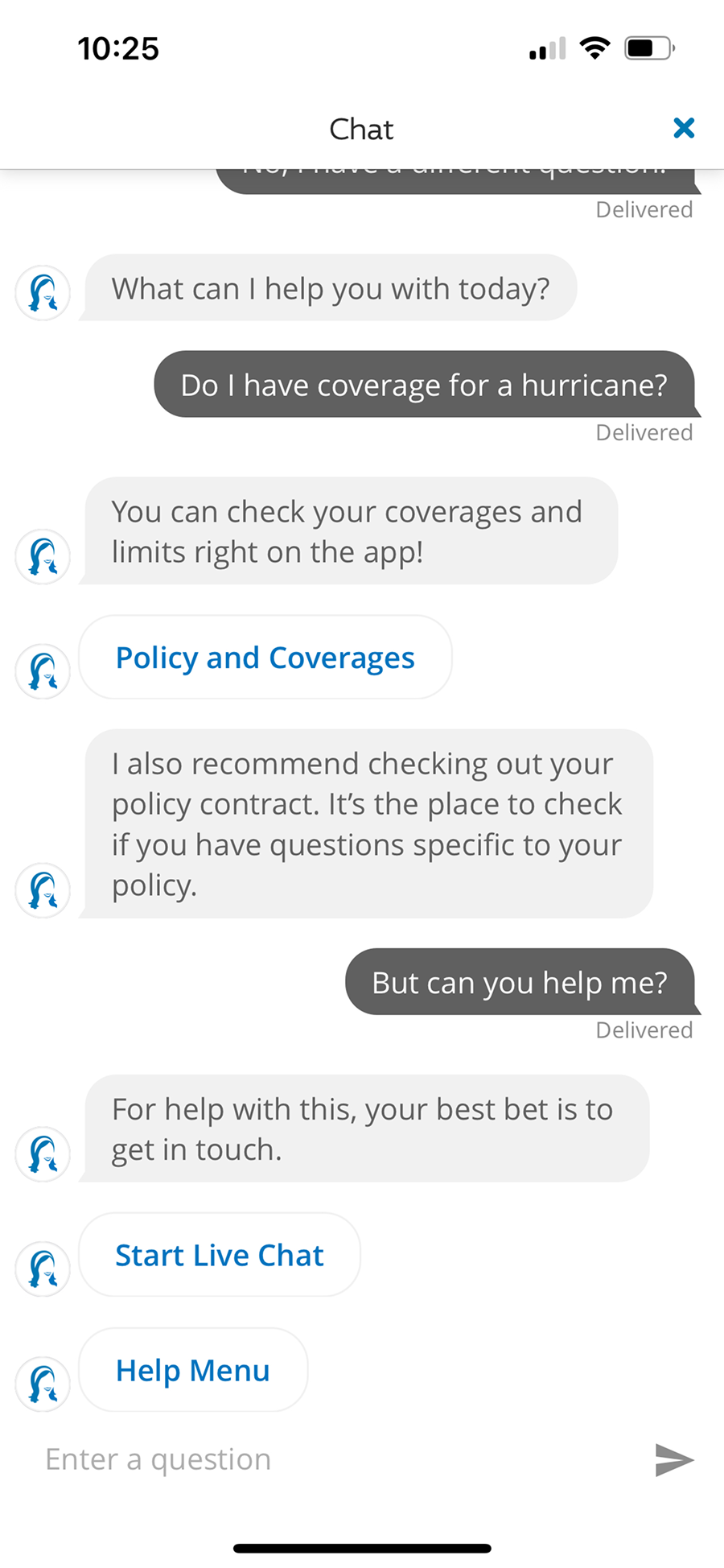 Chatting with Flo on a mobile phone